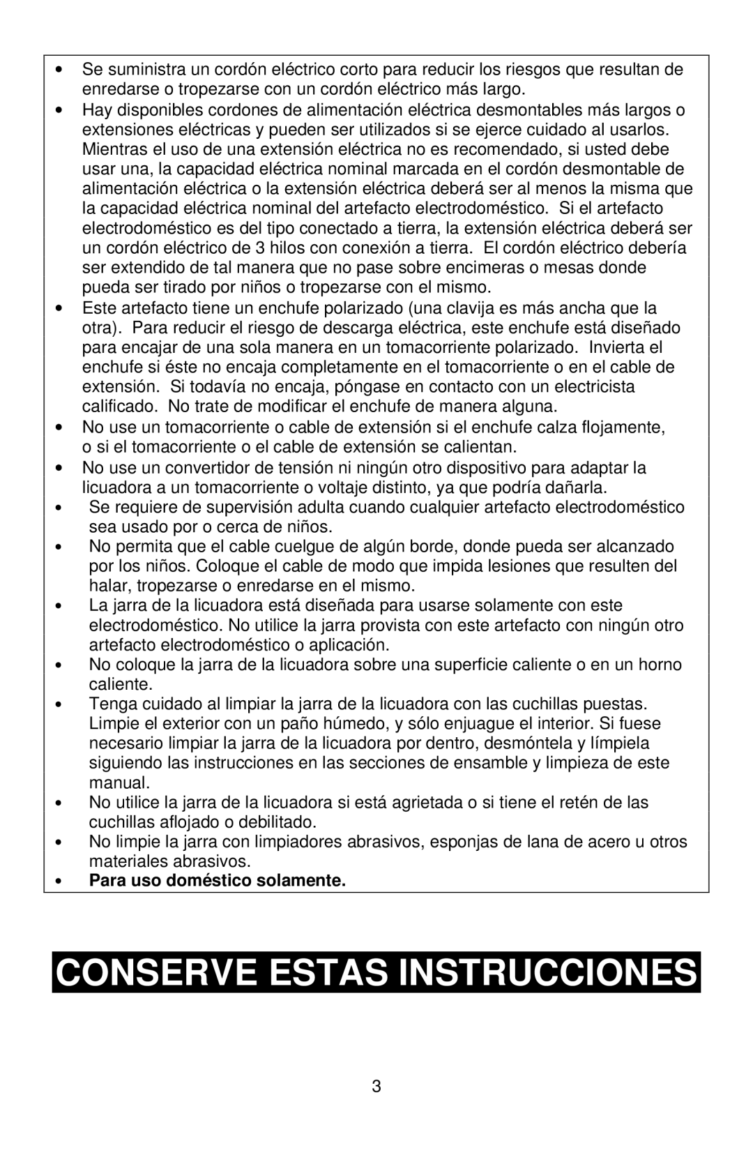 West Bend MCD 289 instruction manual Conserve Estas Instrucciones 