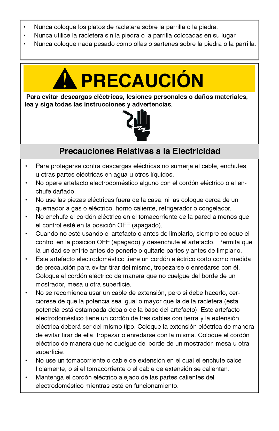 West Bend Model 6130 instruction manual Precauciones Relativas a la Electricidad 