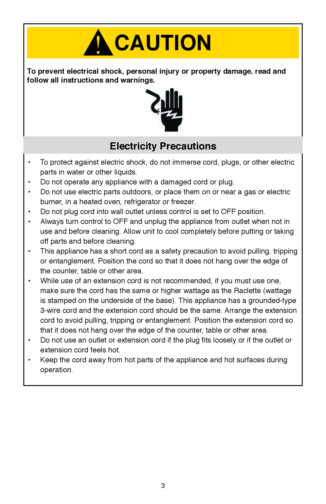West Bend Model 6130 instruction manual Electricity Precautions 