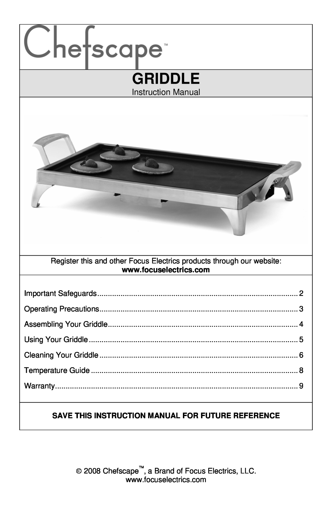 West Bend L5749, PRGD900 instruction manual Griddle, Save This Instruction Manual For Future Reference 