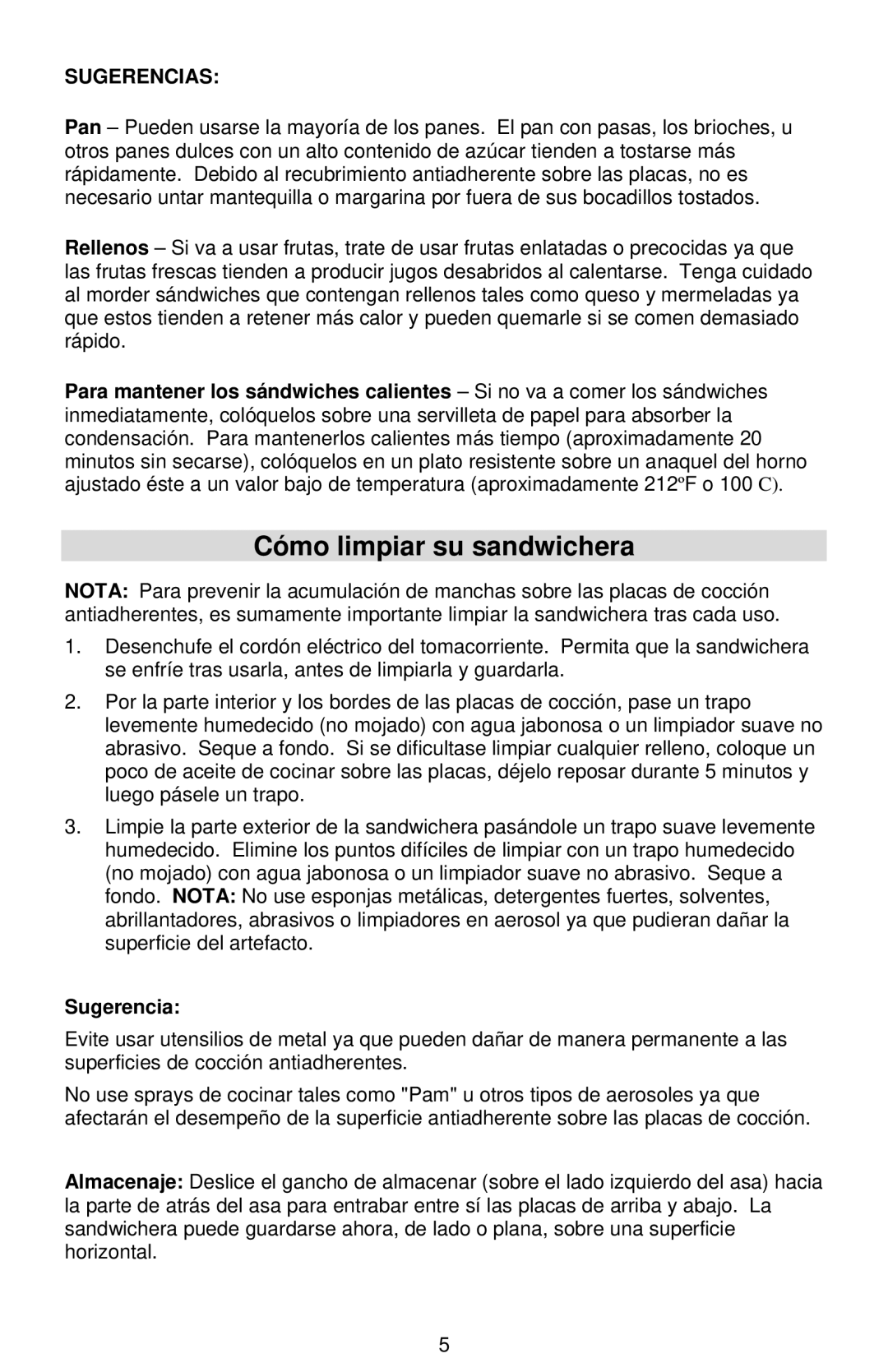 West Bend Sandwich Maker instruction manual Cómo limpiar su sandwichera, Sugerencias 