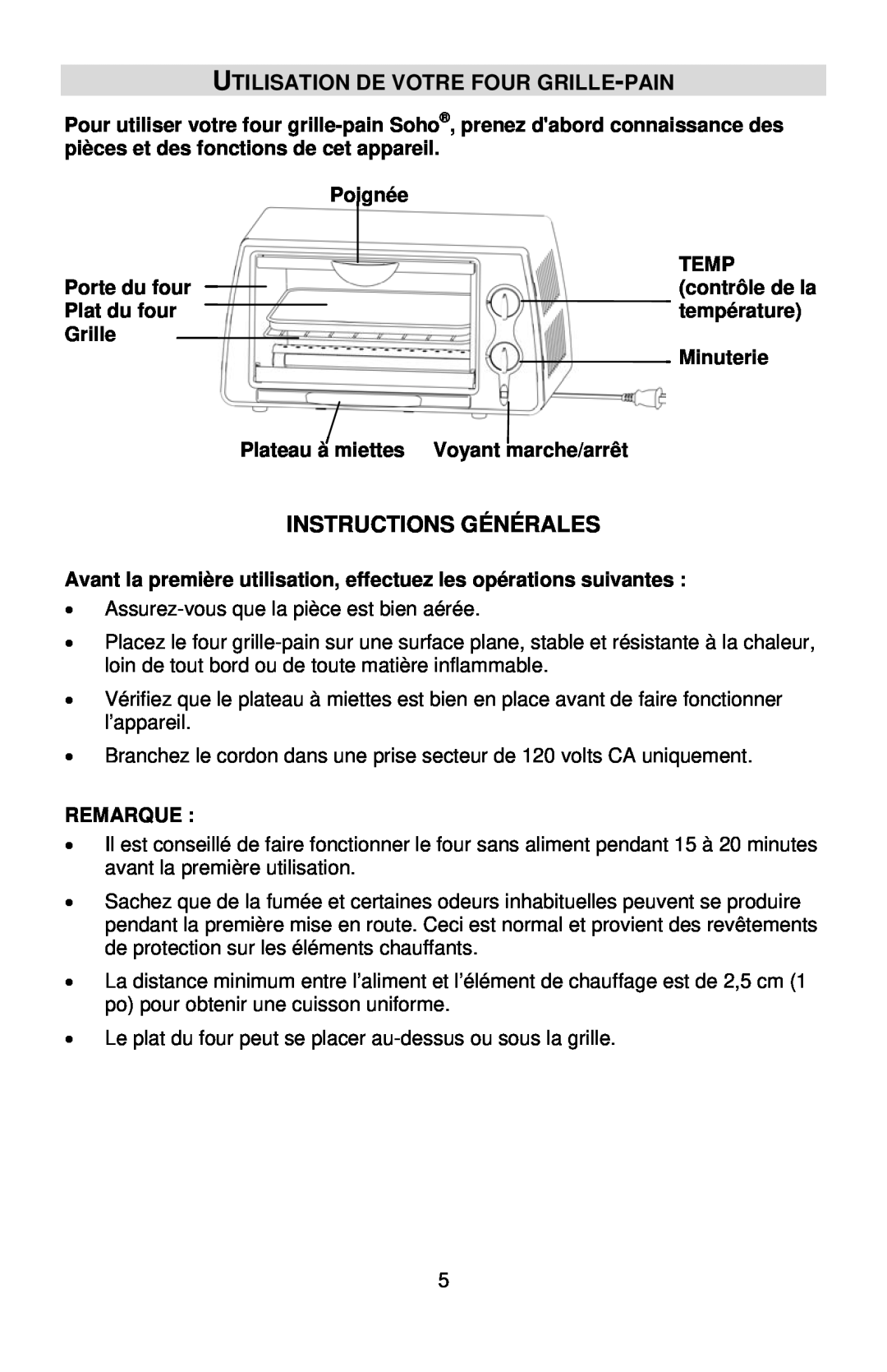 West Bend L5704, SHTO100 instruction manual Utilisation De Votre Four Grille-Pain, Instructions Générales 
