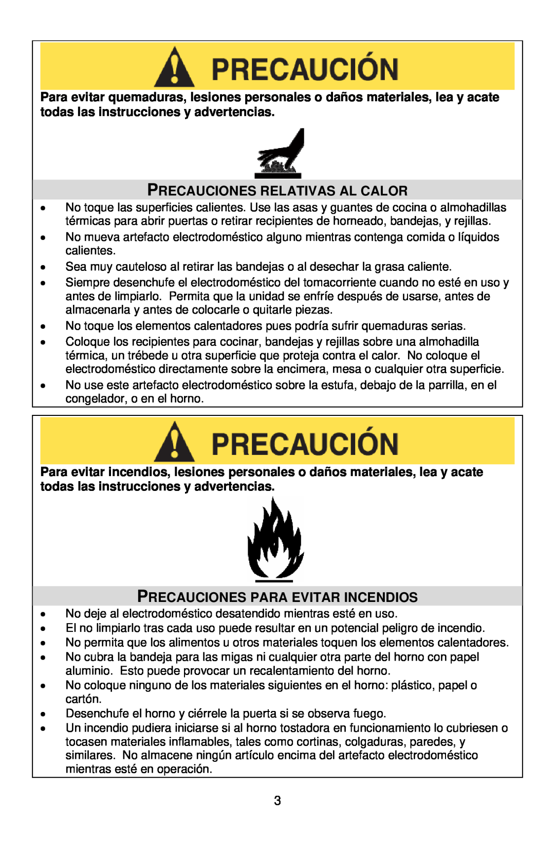 West Bend L5704, SHTO100 instruction manual Precauciones Relativas Al Calor, Precauciones Para Evitar Incendios 