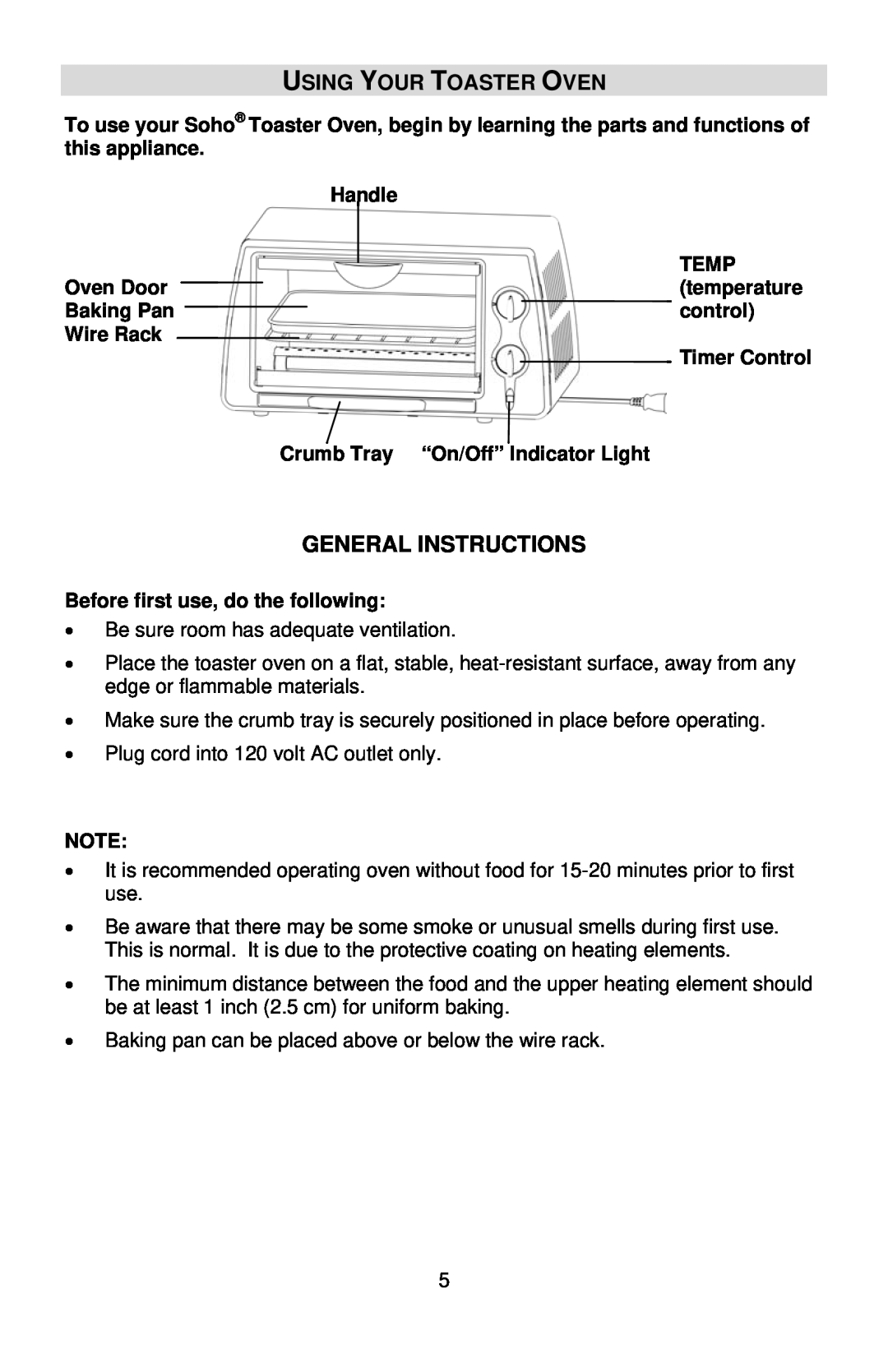West Bend L5704, SHTO100 instruction manual Using Your Toaster Oven, General Instructions 