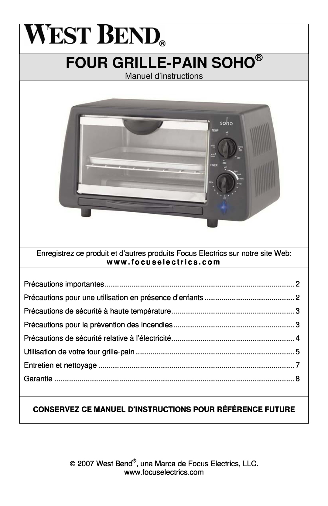 West Bend L5704, SHTO100 instruction manual Four Grille-Painsoho, Manuel d’instructions 