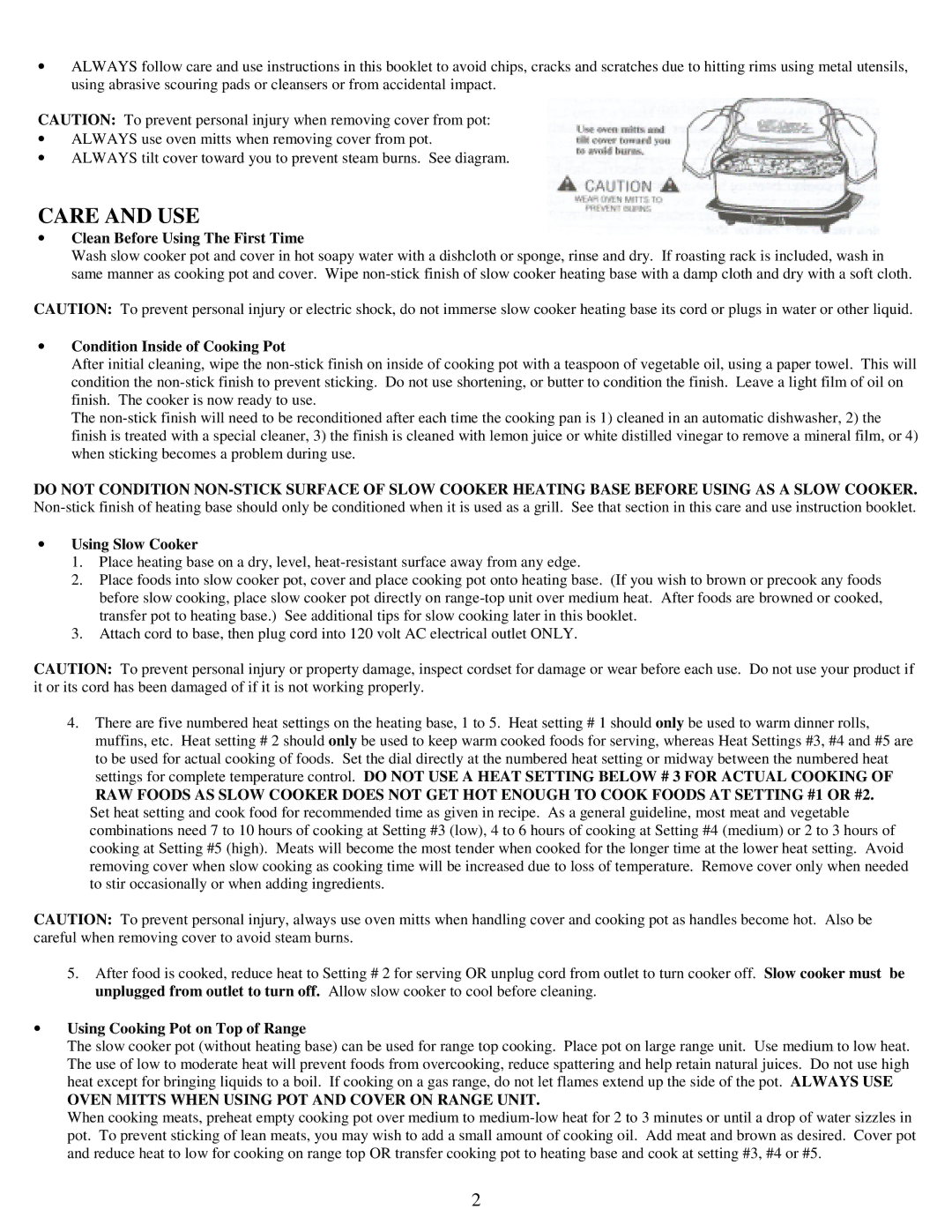 West Bend Slow Cooker instruction manual Clean Before Using The First Time, Condition Inside of Cooking Pot 