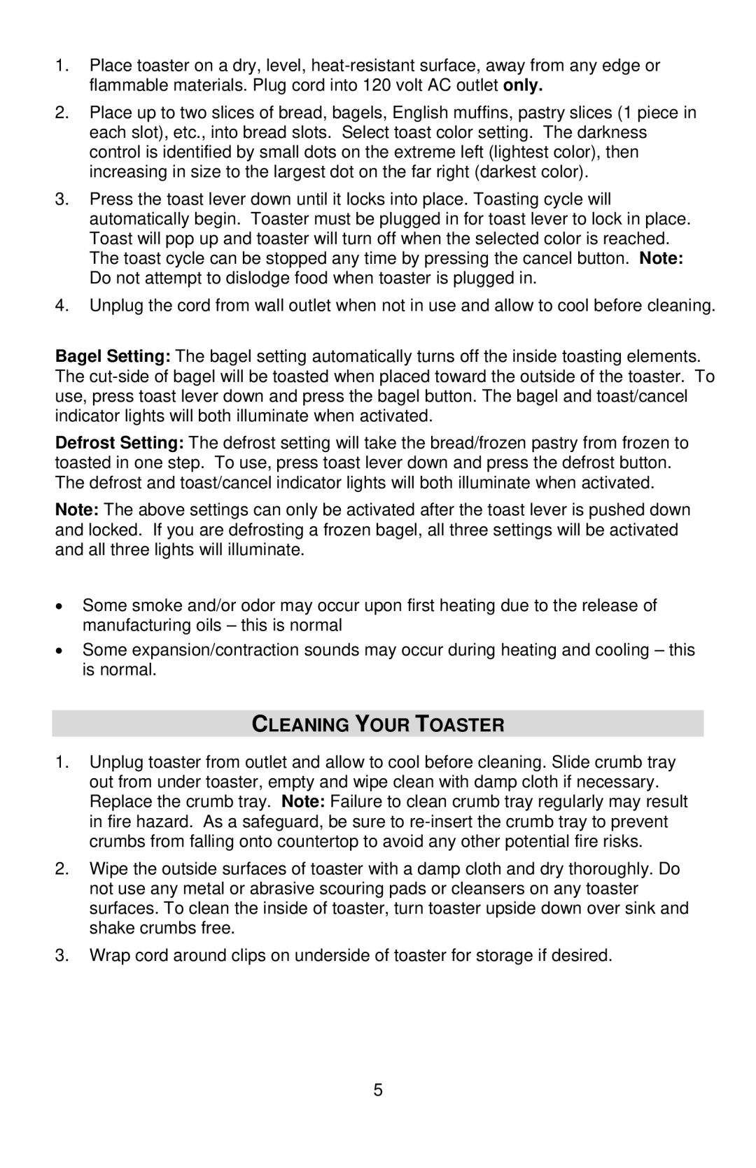 West Bend Studio Toaster instruction manual Cleaning Your Toaster 