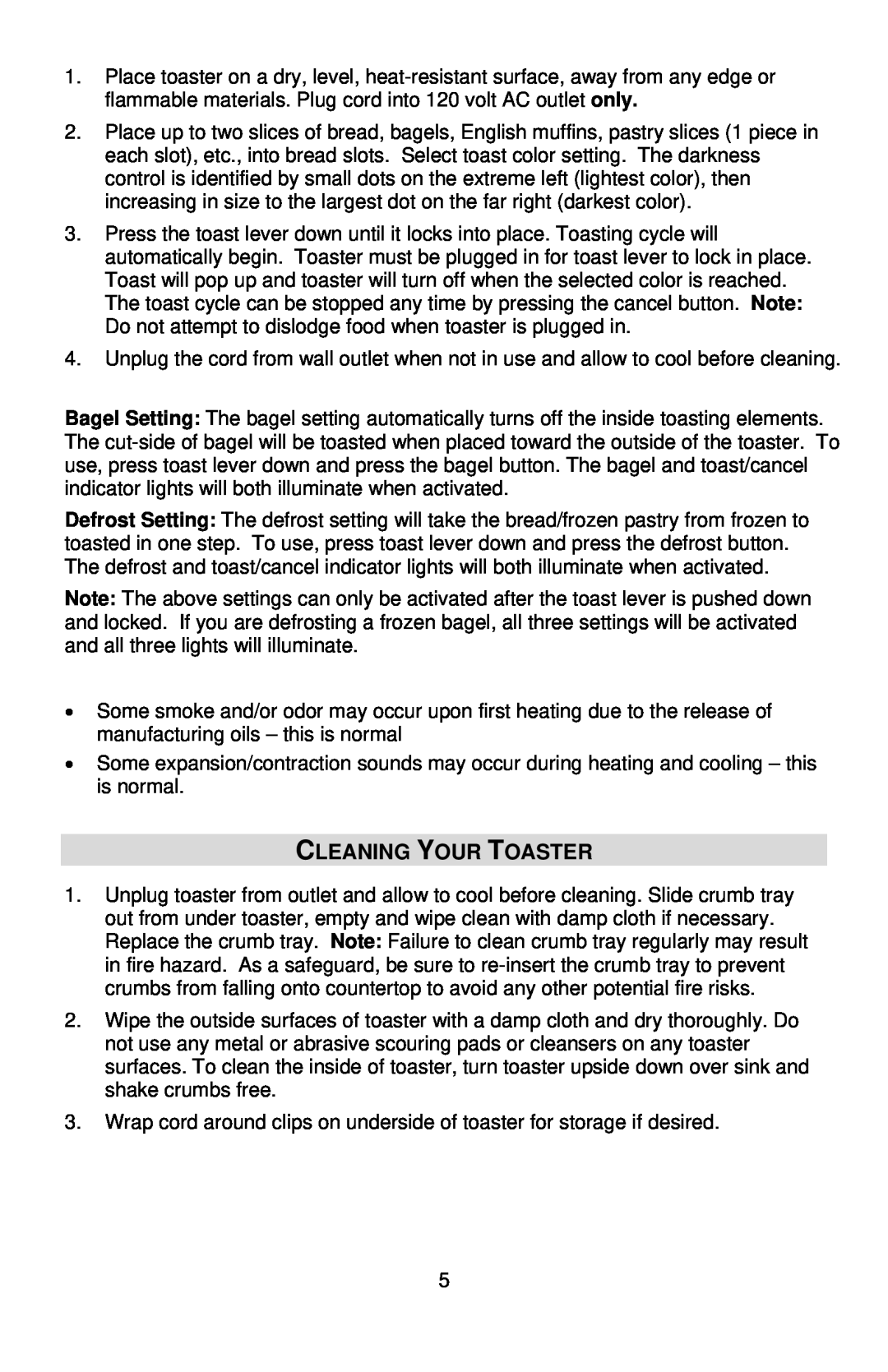 West Bend Studio Toaster instruction manual Cleaning Your Toaster 