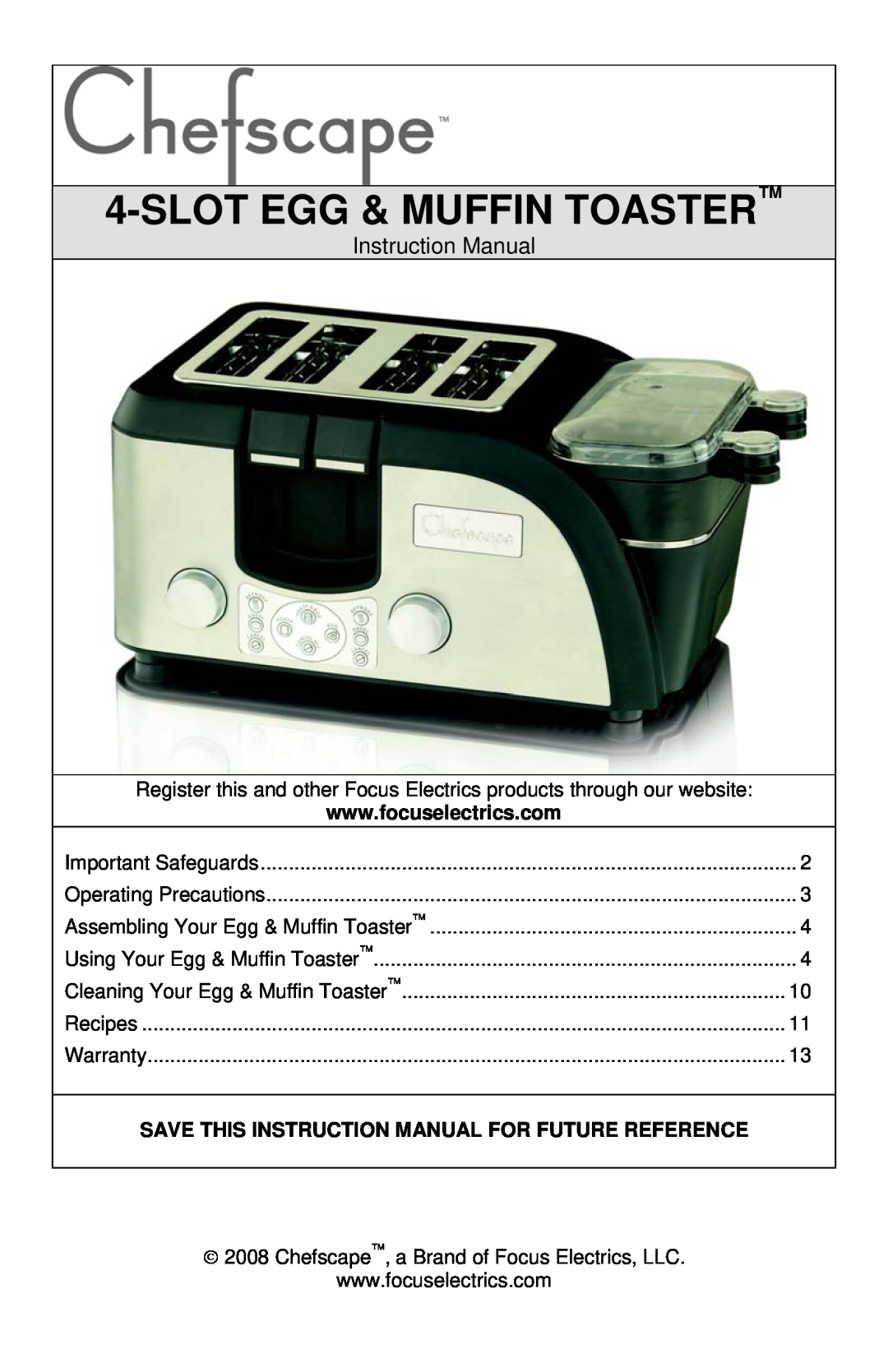 West Bend L5748, TEMPR instruction manual Slotegg & Muffin Toaster 