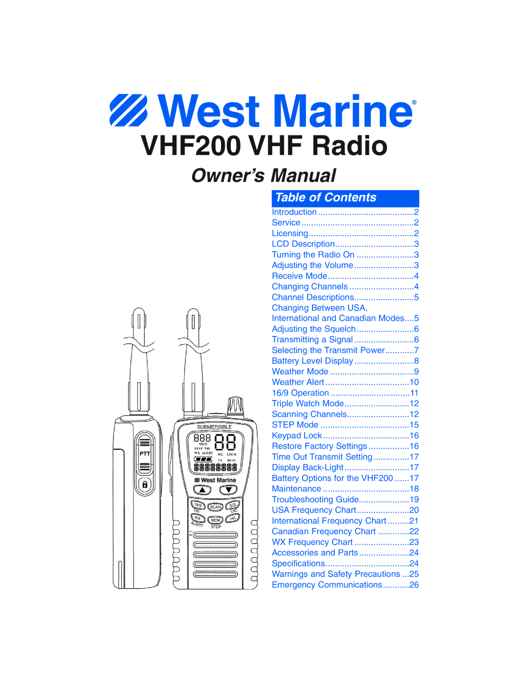 West Marine manual VHF200 VHF Radio 