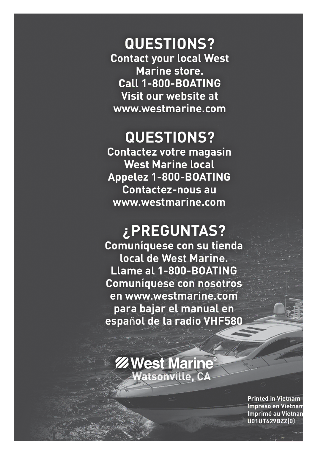 West Marine VHF580 manual Questions? 