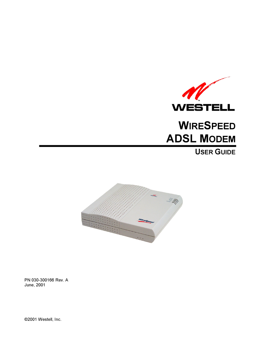 Westell Technologies 030-300166A iii manual Adsl Modem 