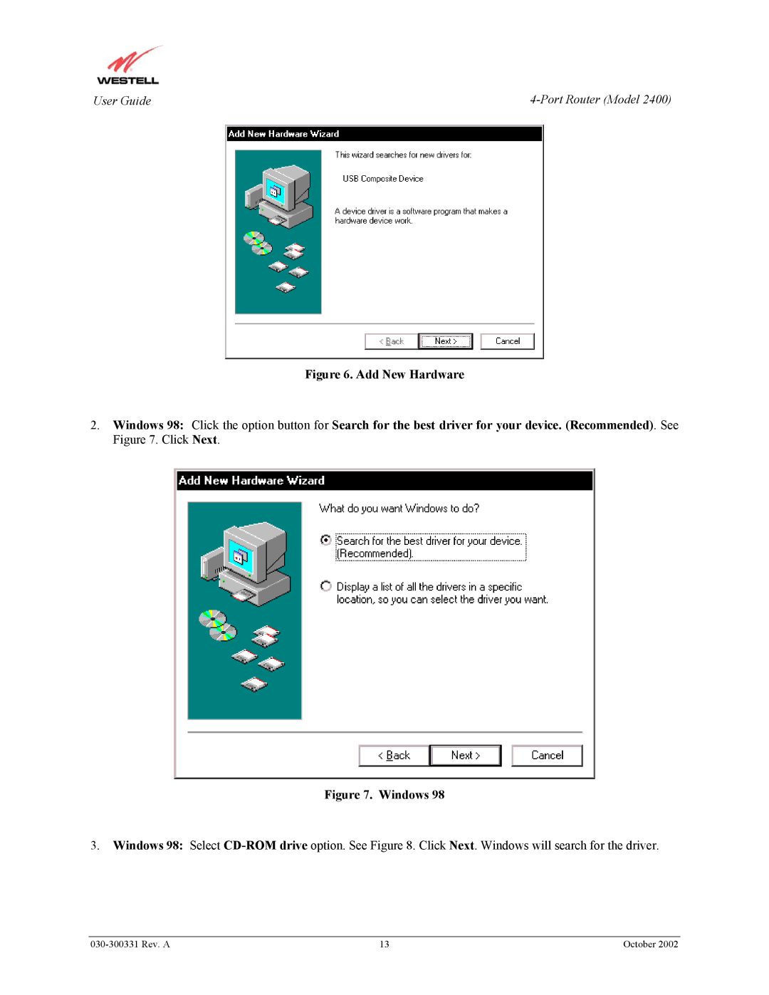 Westell Technologies 2400 manual Windows 