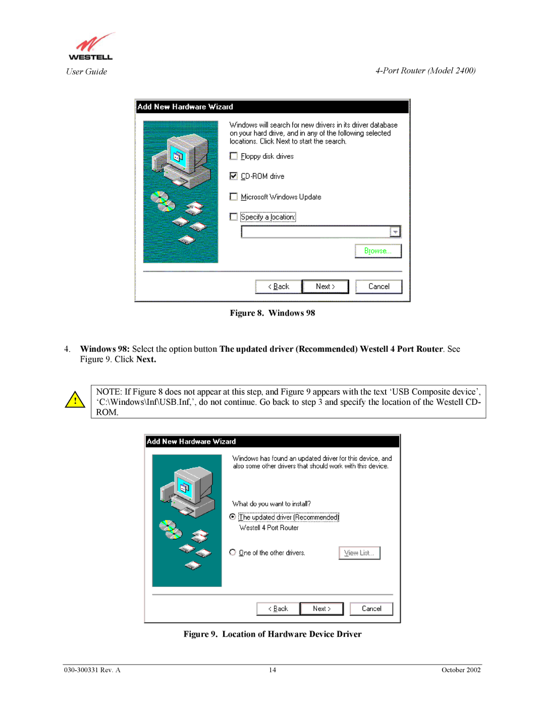 Westell Technologies 2400 manual Location of Hardware Device Driver 