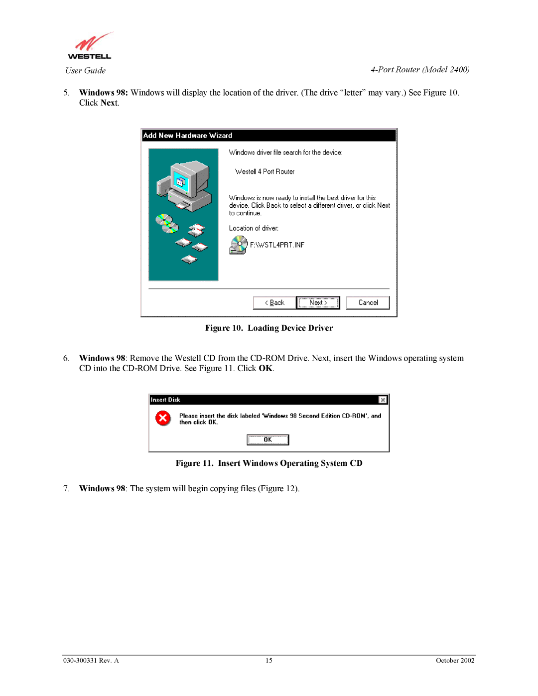 Westell Technologies 2400 manual Loading Device Driver 