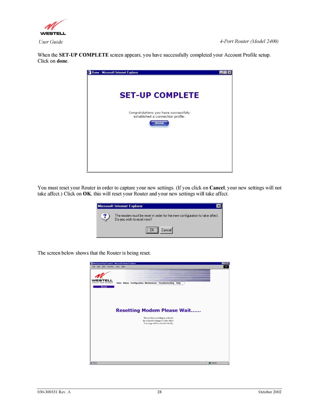 Westell Technologies 2400 manual User Guide 