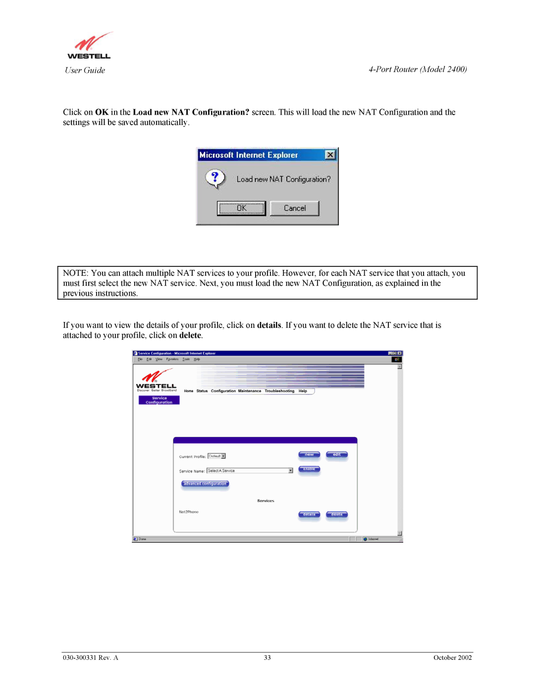 Westell Technologies 2400 manual User Guide 