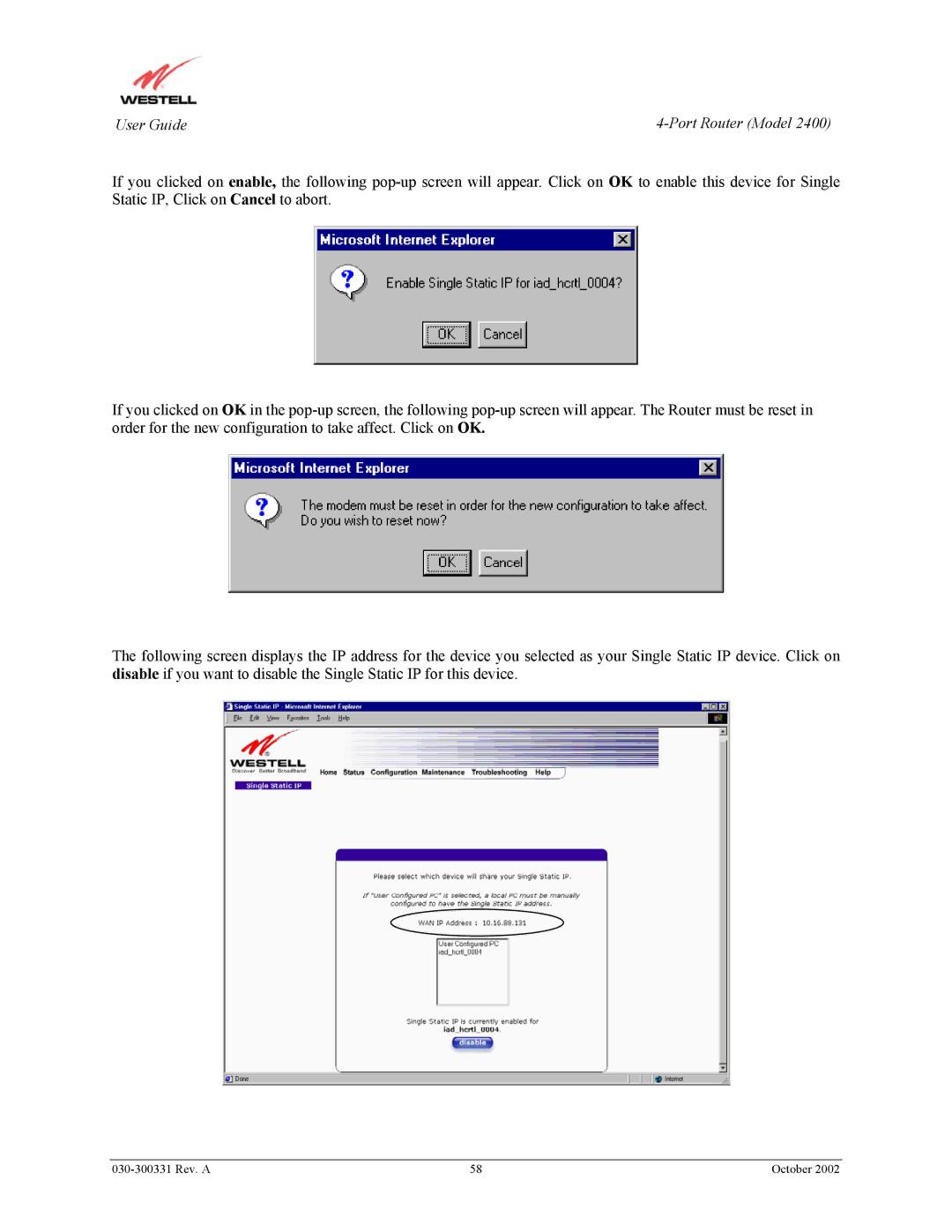 Westell Technologies 2400 manual User Guide 