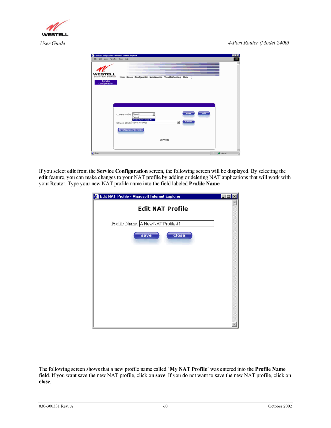 Westell Technologies 2400 manual User Guide 