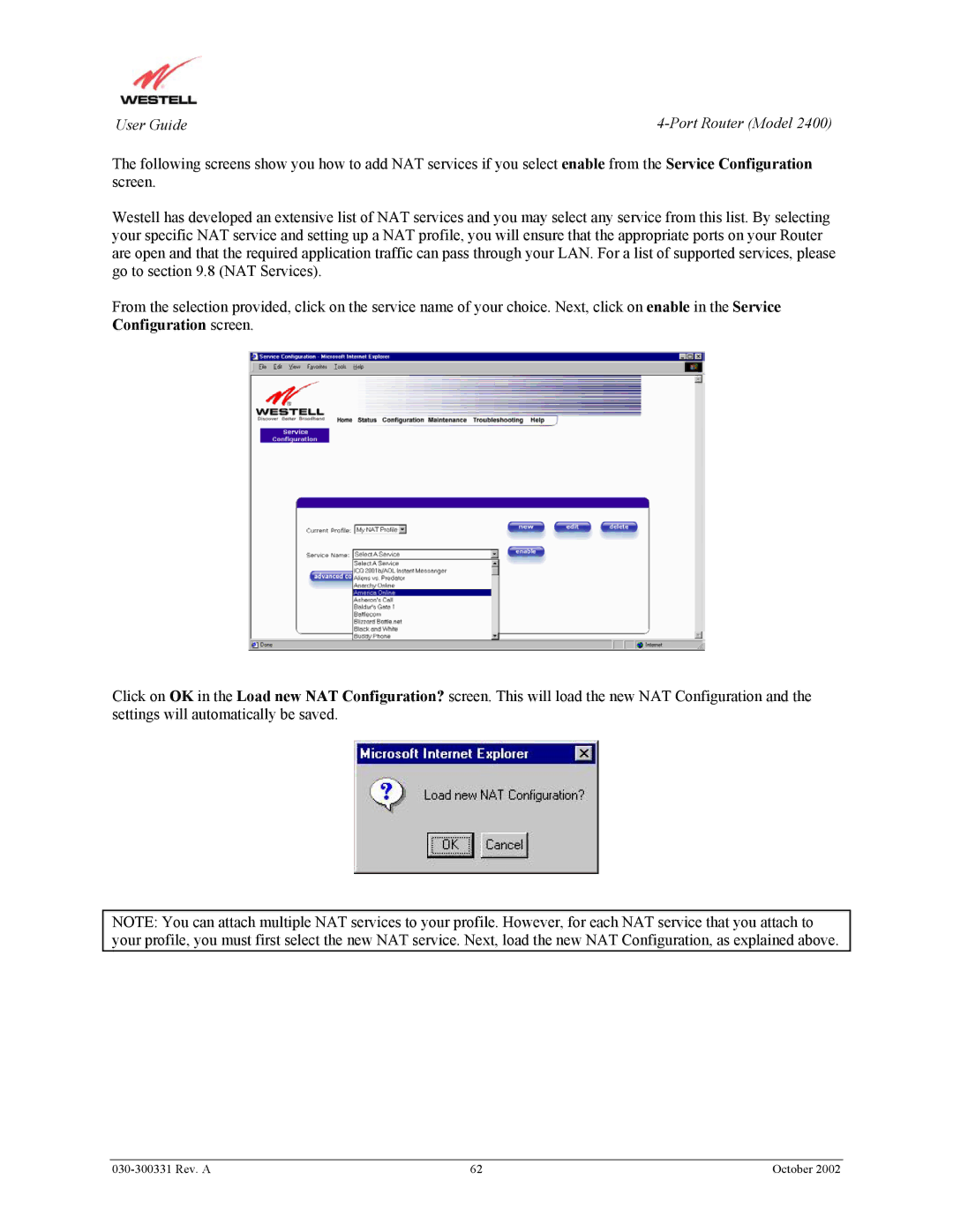 Westell Technologies 2400 manual User Guide 