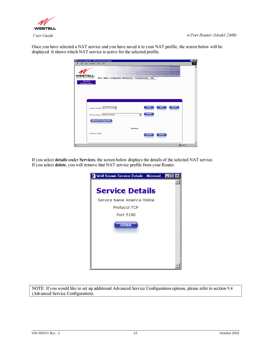 Westell Technologies 2400 manual User Guide 