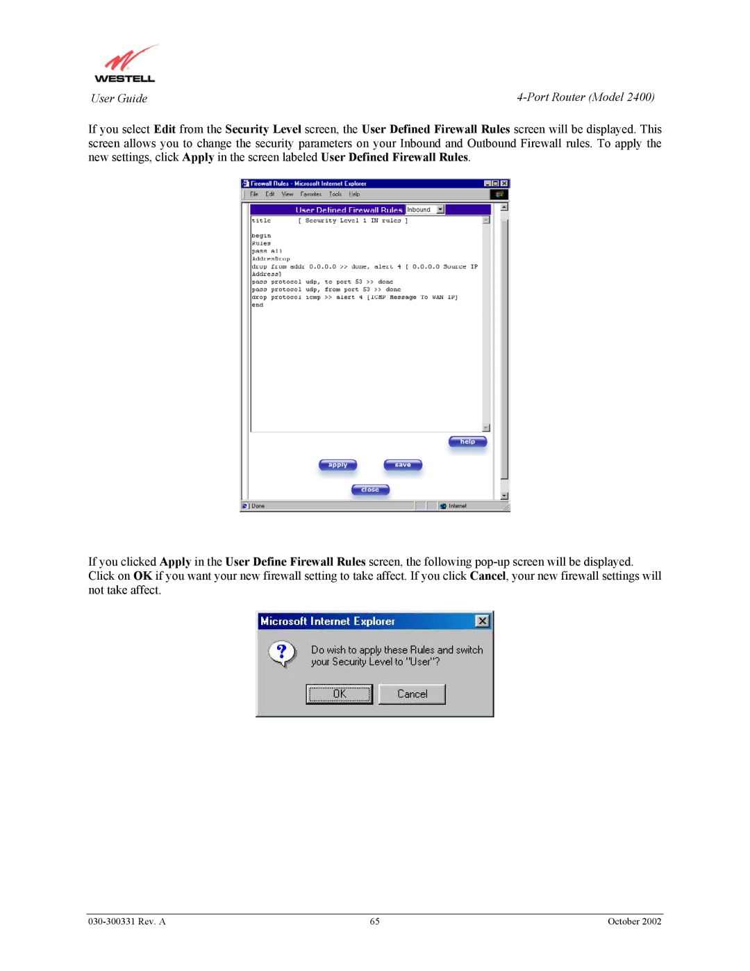 Westell Technologies 2400 manual User Guide 