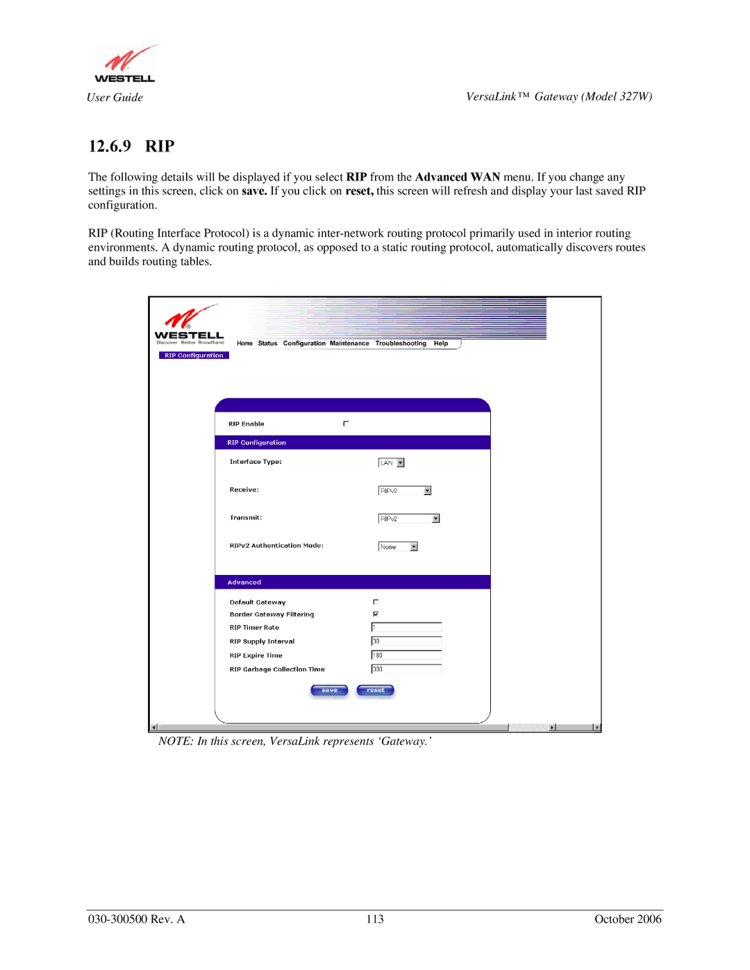 Westell Technologies 327W manual 12.6.9 RIP 