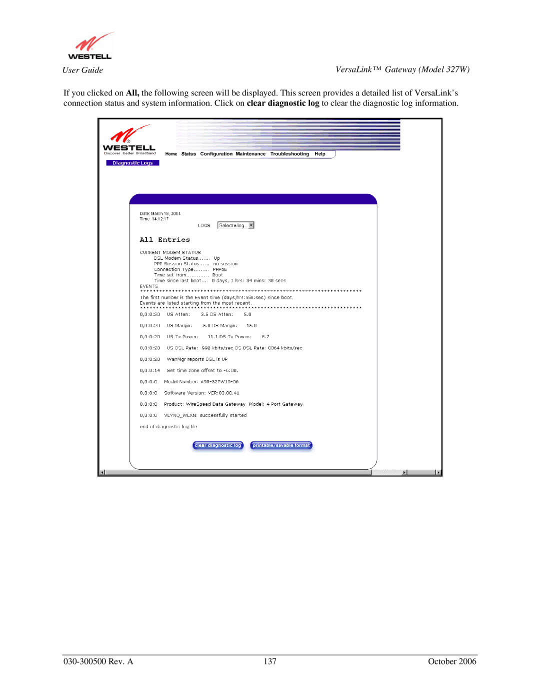 Westell Technologies manual User Guide VersaLink Gateway Model 327W 