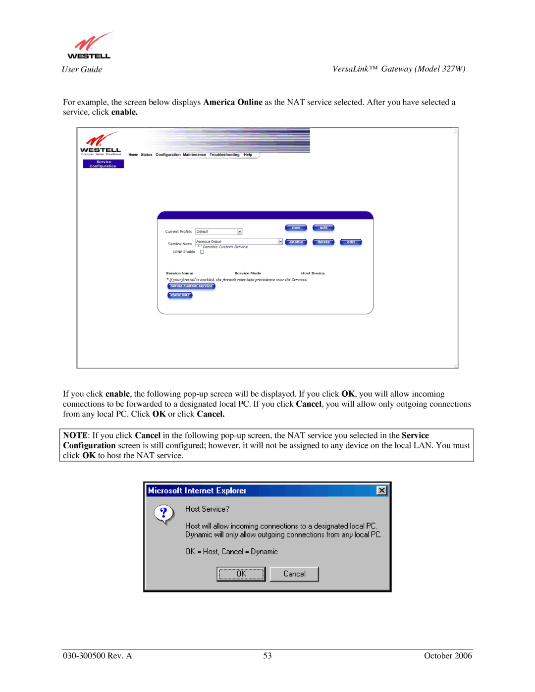 Westell Technologies manual User Guide VersaLink Gateway Model 327W 