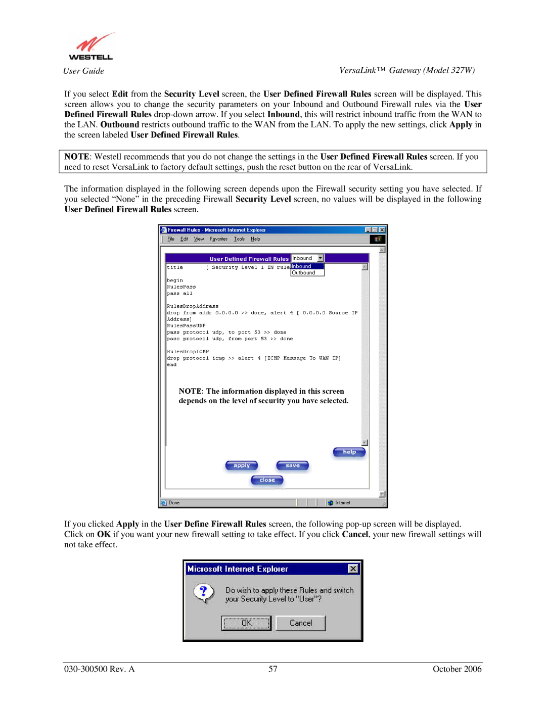 Westell Technologies manual User Guide VersaLink Gateway Model 327W 