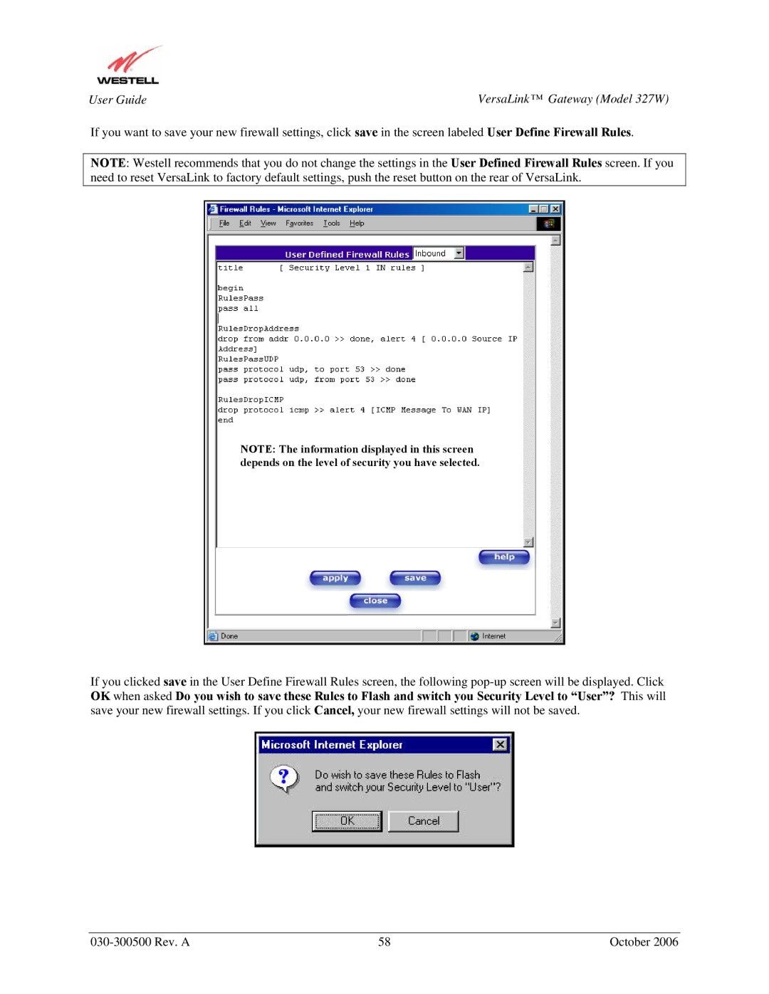 Westell Technologies manual User Guide VersaLink Gateway Model 327W 