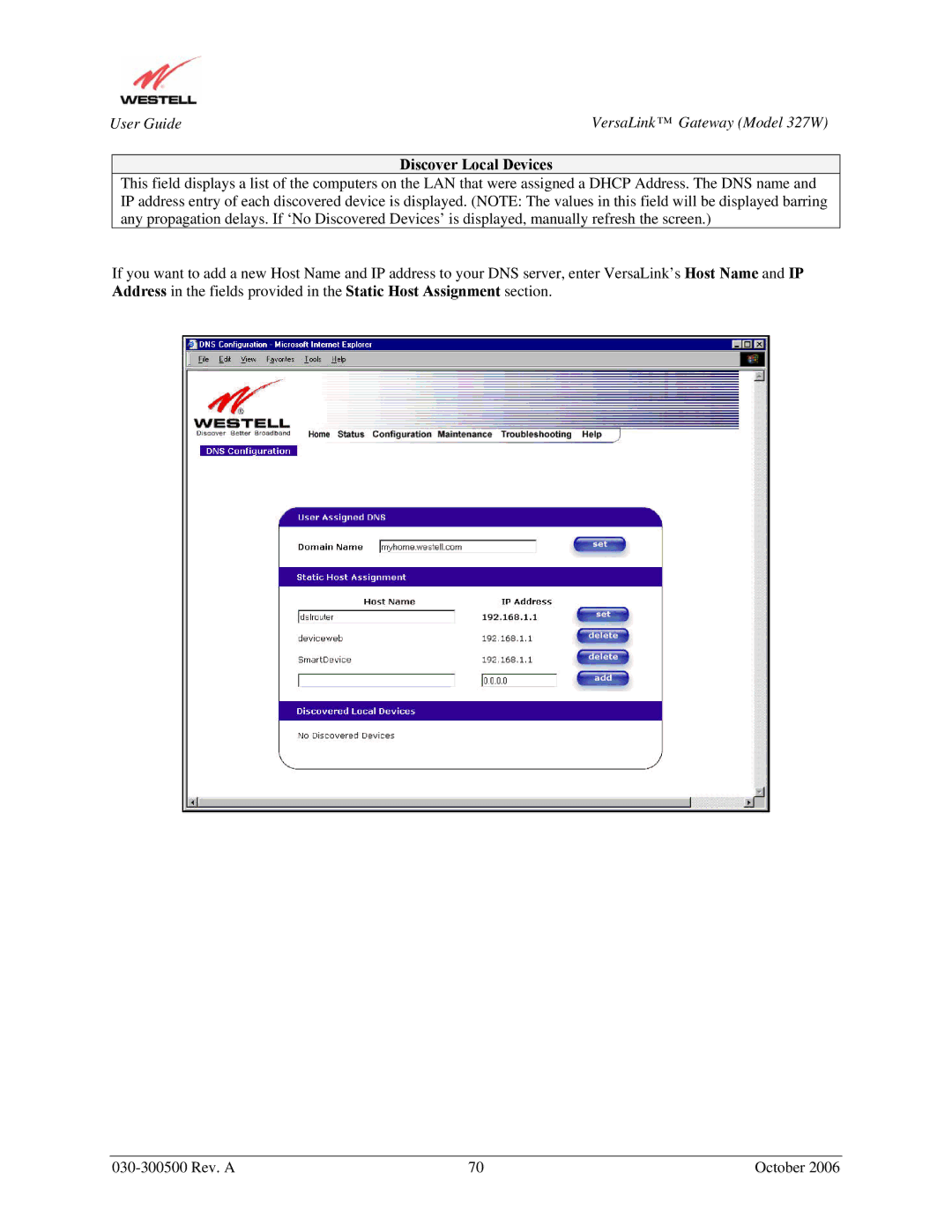 Westell Technologies 327W manual Discover Local Devices 