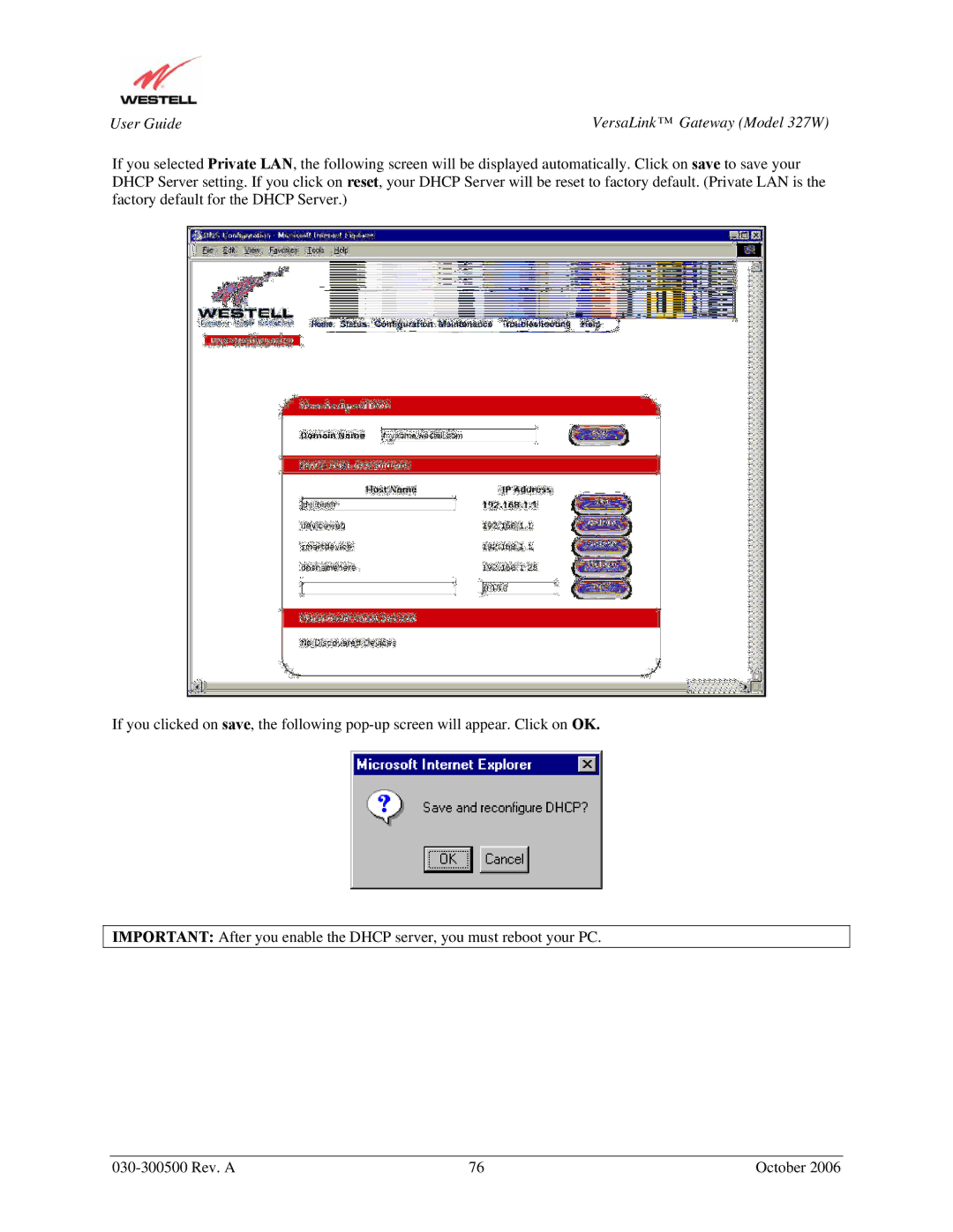 Westell Technologies manual User Guide VersaLink Gateway Model 327W 