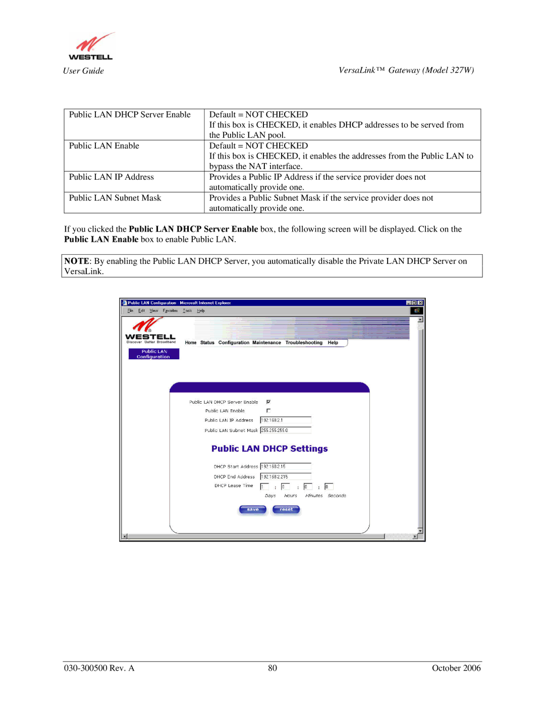 Westell Technologies manual User Guide VersaLink Gateway Model 327W 