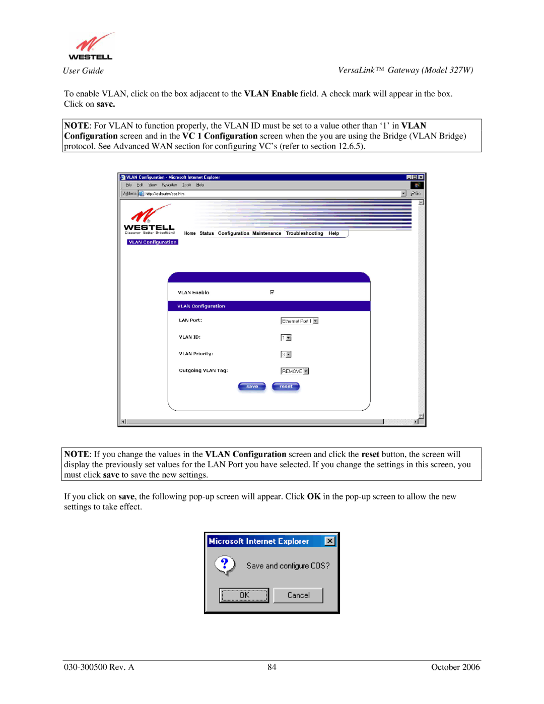 Westell Technologies manual User Guide VersaLink Gateway Model 327W 