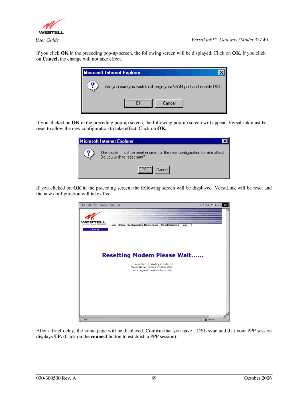 Westell Technologies manual User Guide VersaLink Gateway Model 327W 