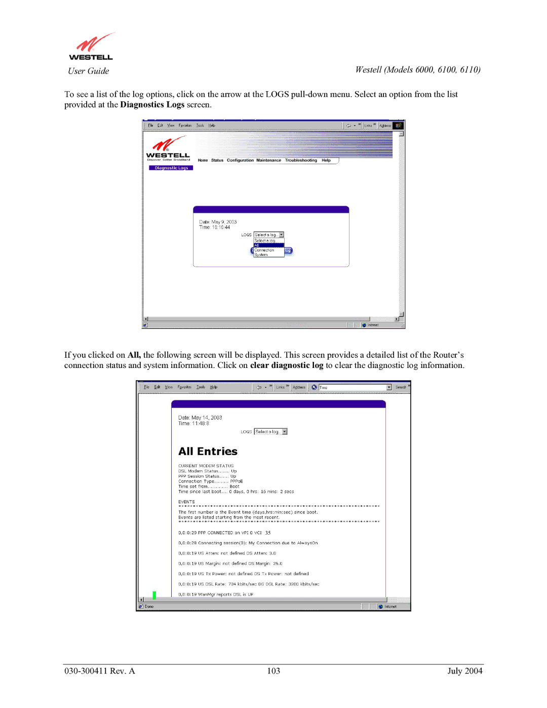 Westell Technologies 6100, 6000, 6110 manual User Guide 