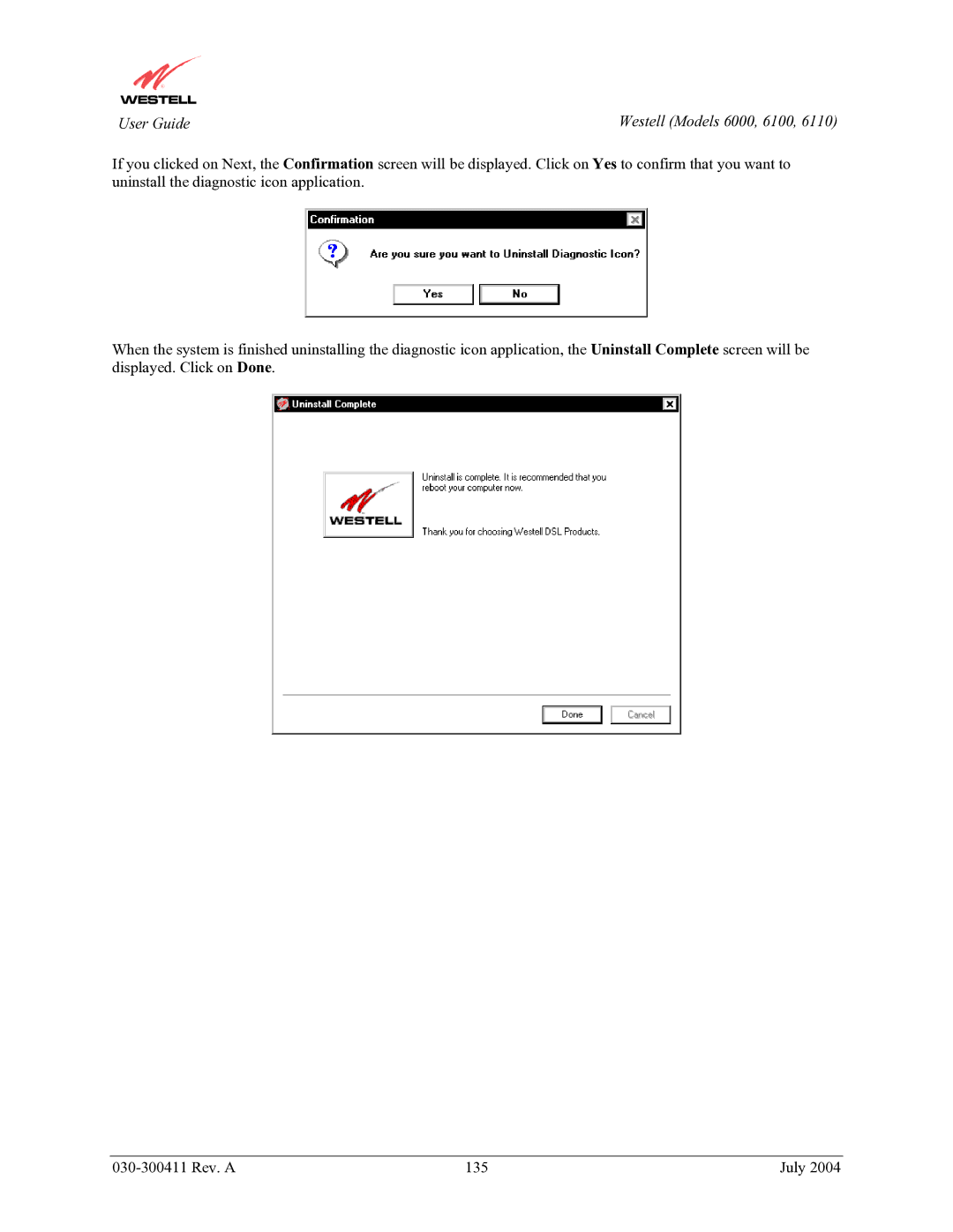 Westell Technologies 6000, 6100, 6110 manual User Guide 