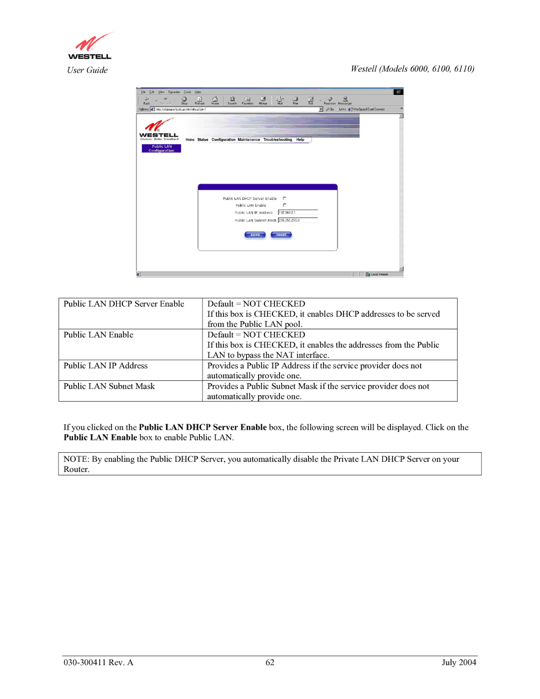 Westell Technologies 6110, 6000, 6100 manual User Guide 