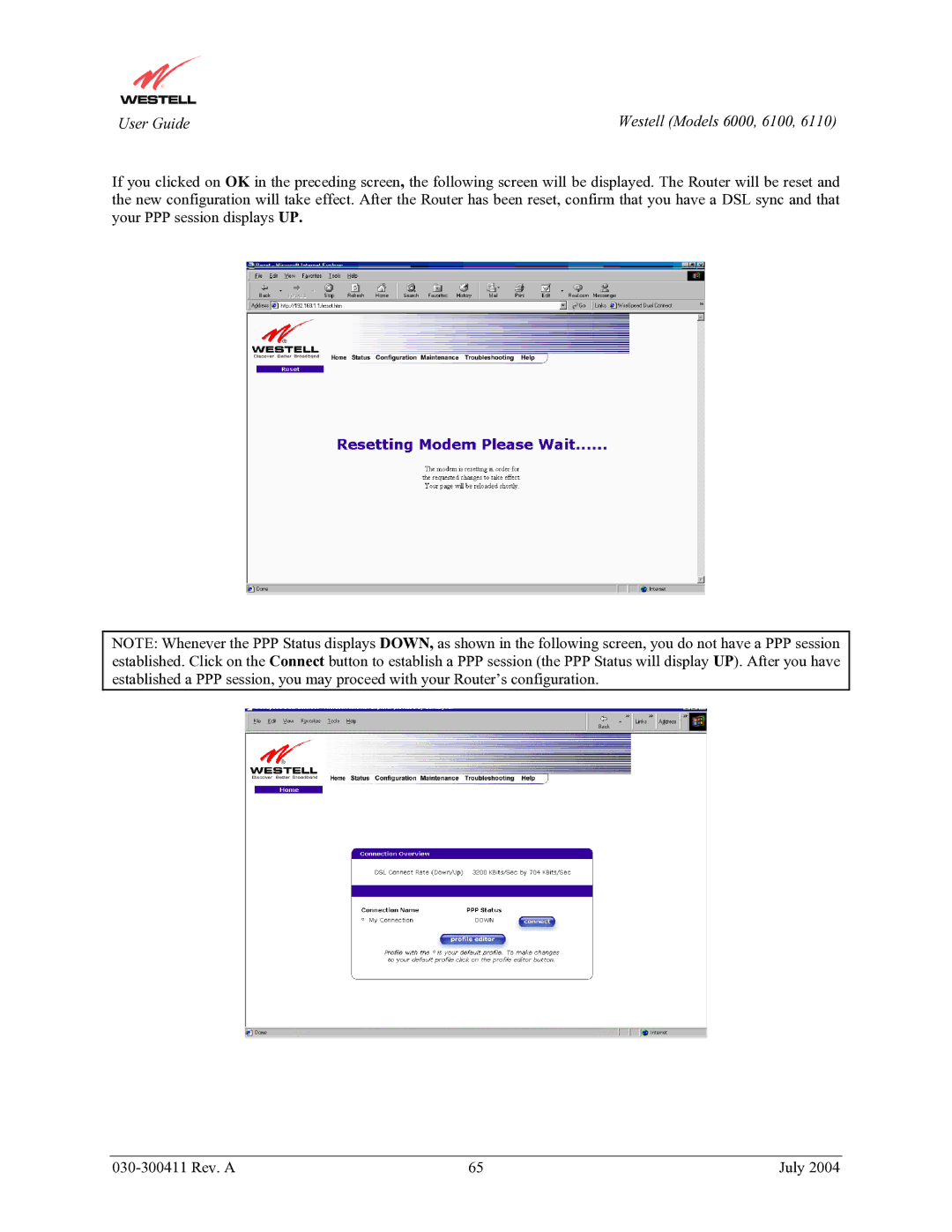 Westell Technologies 6110, 6000, 6100 manual User Guide 