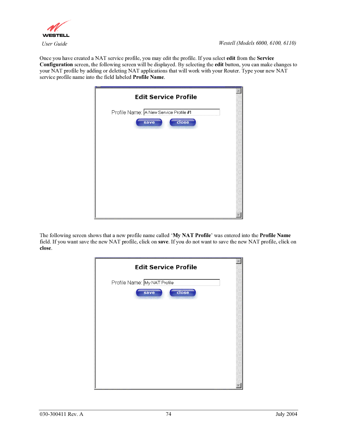 Westell Technologies 6110, 6000, 6100 manual User Guide 