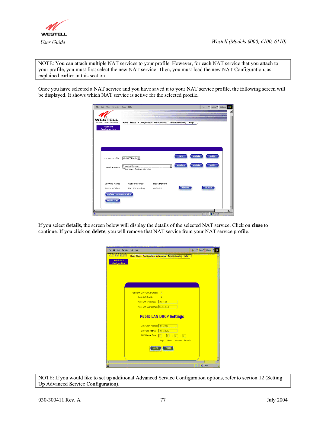 Westell Technologies 6110, 6000, 6100 manual User Guide 