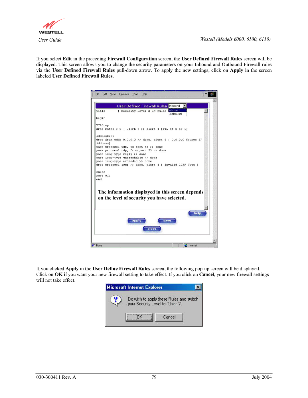 Westell Technologies 6100, 6000, 6110 manual User Guide 