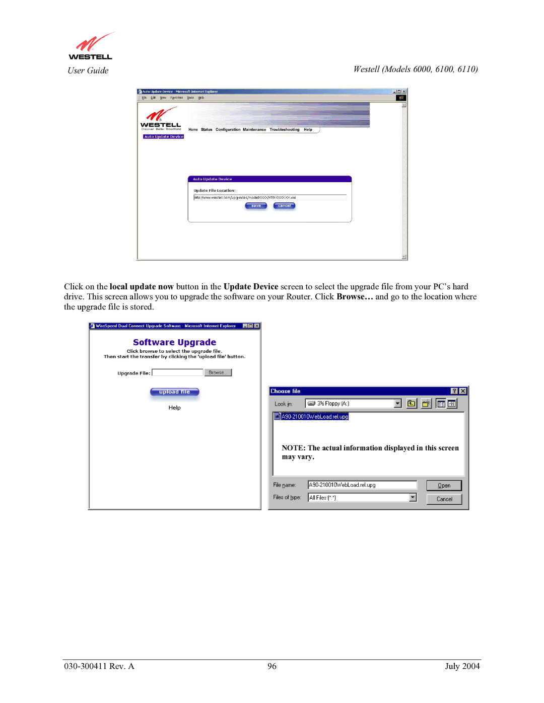 Westell Technologies 6000, 6100, 6110 manual User Guide 