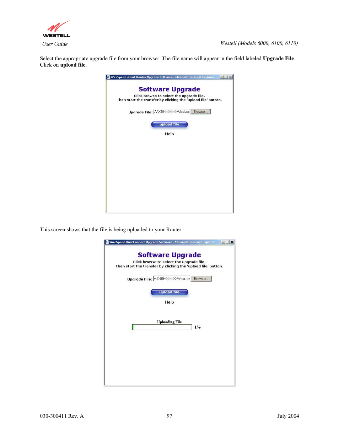 Westell Technologies 6100, 6000, 6110 manual User Guide 