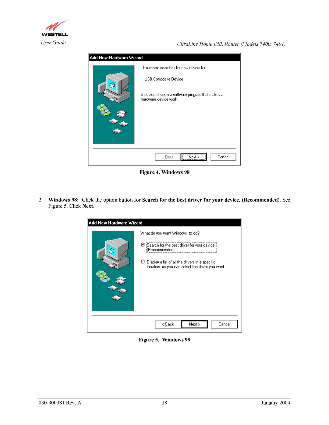 Westell Technologies 7401, 7400 manual Windows 