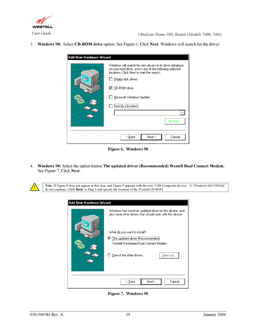 Westell Technologies 7400, 7401 manual Windows 