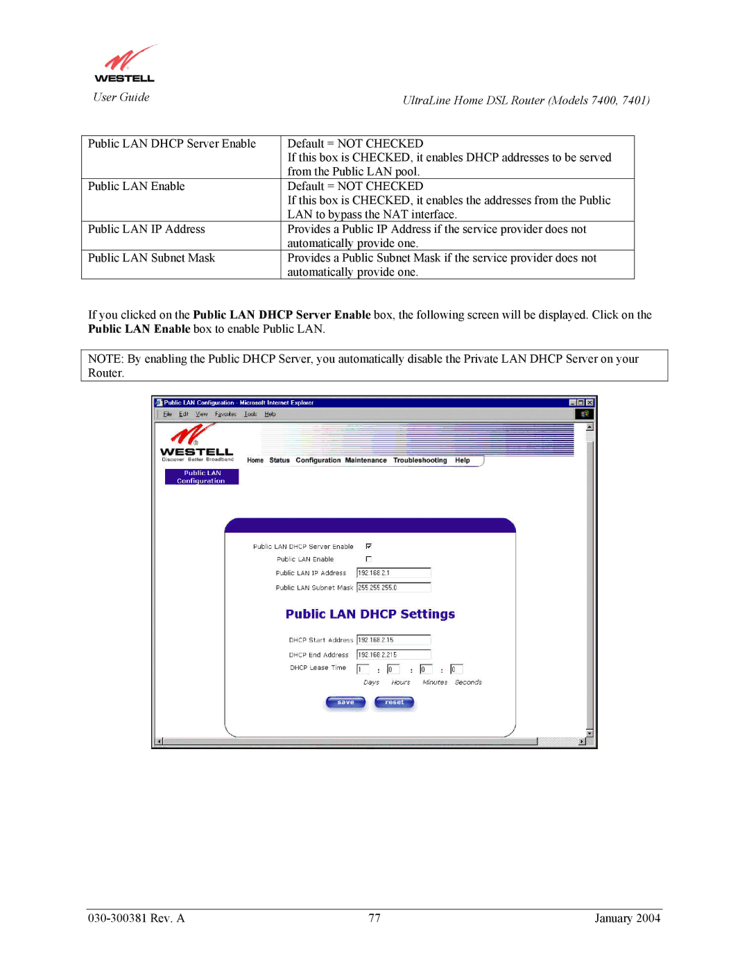 Westell Technologies 7400, 7401 manual 