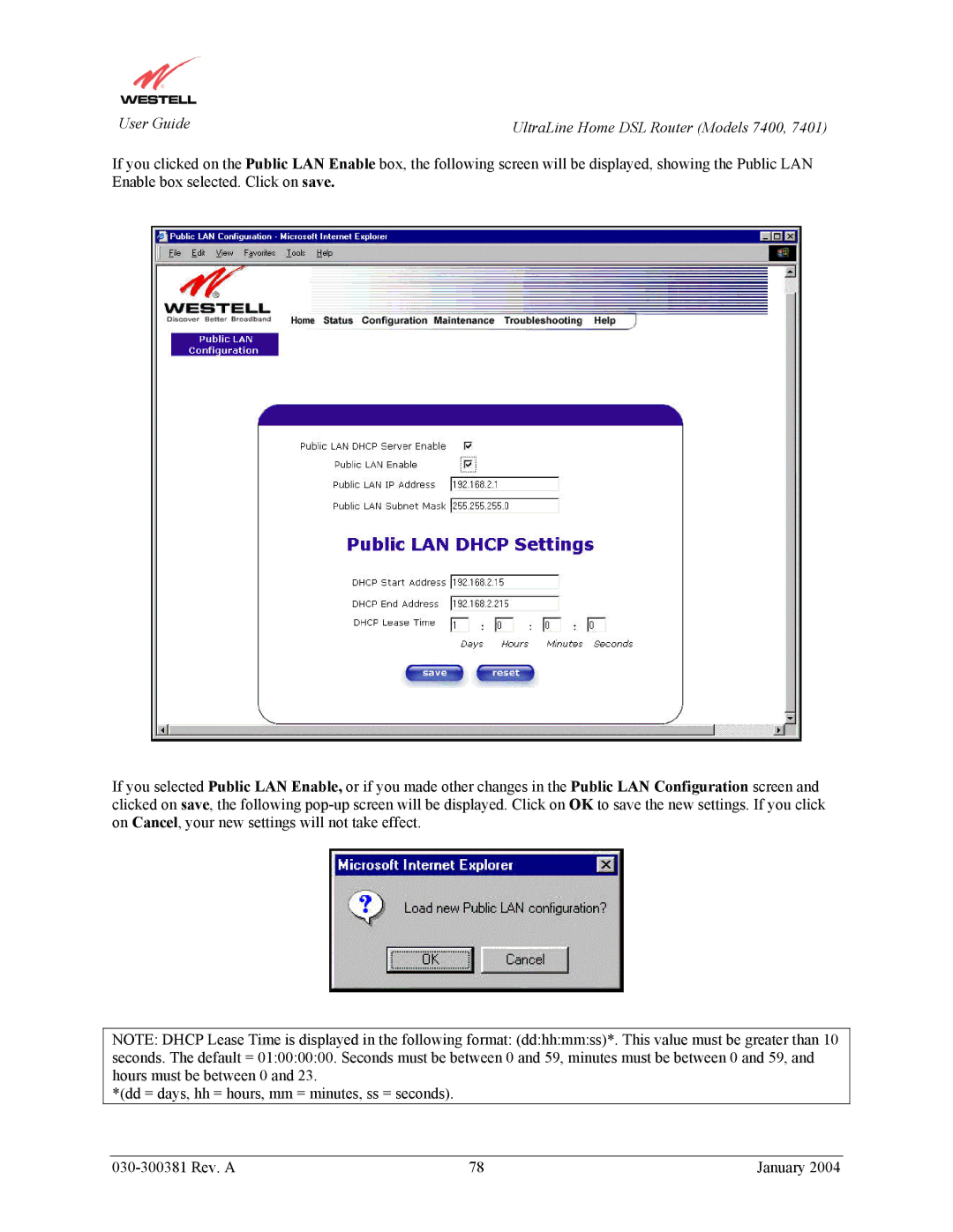 Westell Technologies 7401 manual User Guide UltraLine Home DSL Router Models 7400 