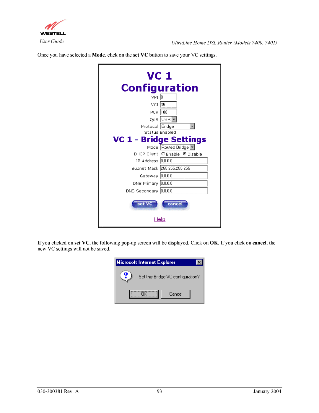 Westell Technologies 7401 manual User Guide UltraLine Home DSL Router Models 7400 